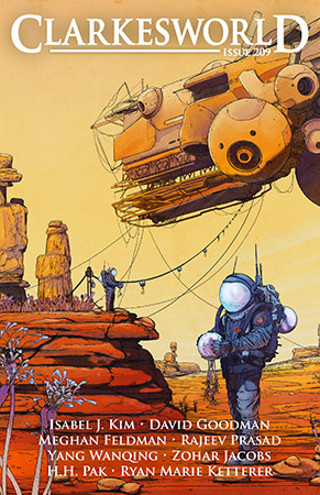 The cover of the February 2024 Issue of Clarkesworld Magazine.